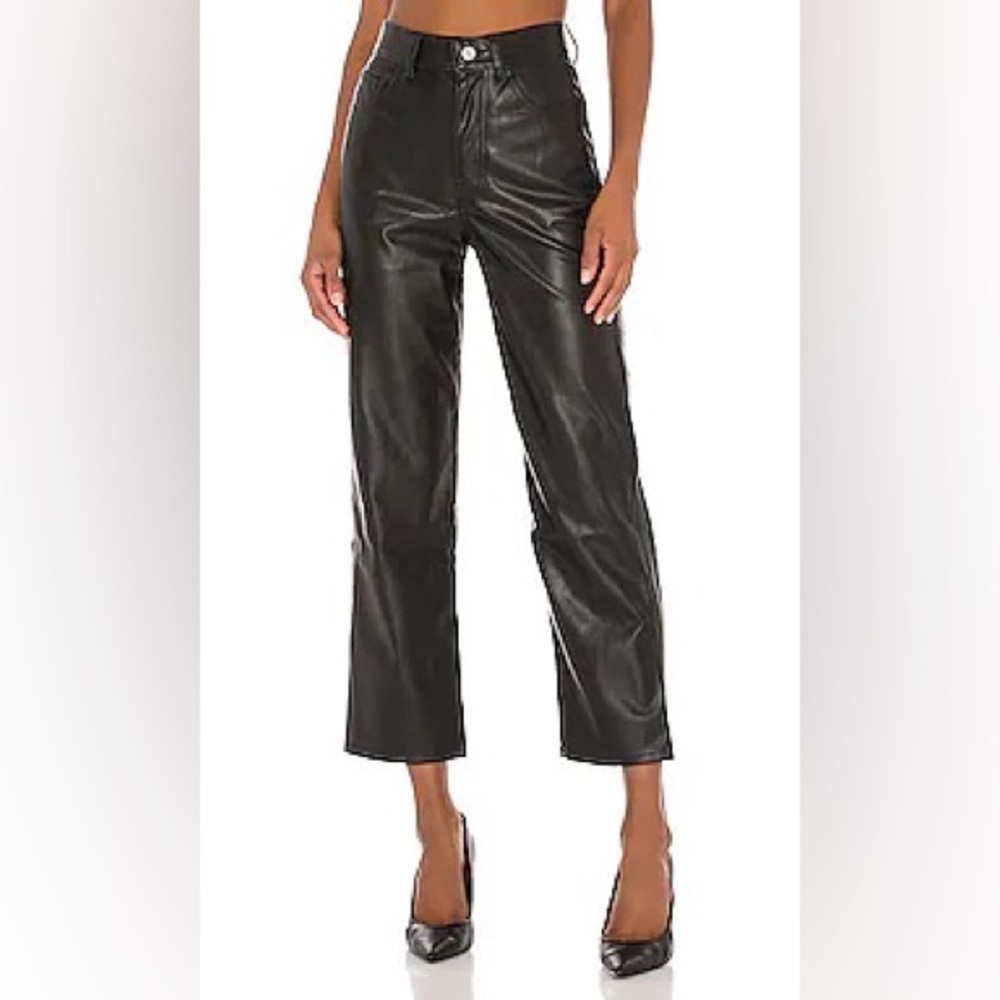 LEVIS FAUX LEATHER RIBCAGE STRAIGHT JEANS